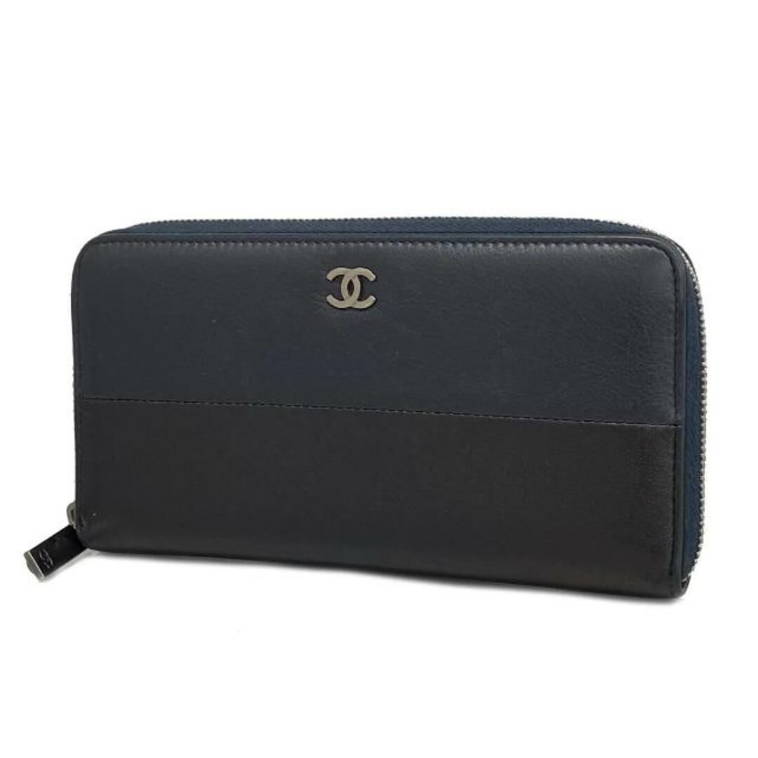 CHANEL(シャネル)の【4hb2016】シャネル 長財布/レザー/ブラック/シルバー金具 【中古】 レディース レディースのファッション小物(財布)の商品写真