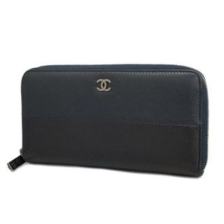 シャネル(CHANEL)の【4hb2016】シャネル 長財布/レザー/ブラック/シルバー金具 【中古】 レディース(財布)