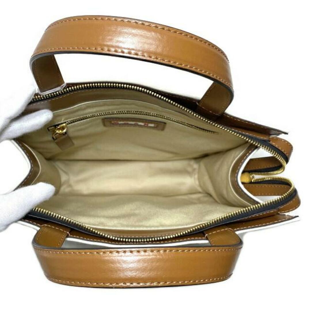 マルニ トートバッグ ナチュラル ホワイト ブラウン SHMP0068Q0 P2994 未使用 美品 キャンバス レザー Sランク MARNI タグ付 ハンドバッグ バイカラー 軽量 布地 人気 レディース トート バッグ 女性 鞄 白 レディースのバッグ(ハンドバッグ)の商品写真