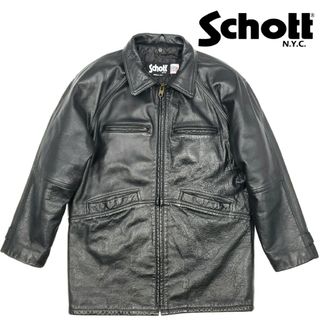 ショット(schott)の大きいサイズ 42◆Schott◆USA製レザーコート黒メンズXL本革 778(ライダースジャケット)