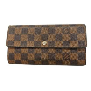 ルイヴィトン(LOUIS VUITTON)の【4hb2078】ルイヴィトン 長財布/ダミエ/ポルトフォイユサラ/N61734/エベヌ【中古】レディース(財布)