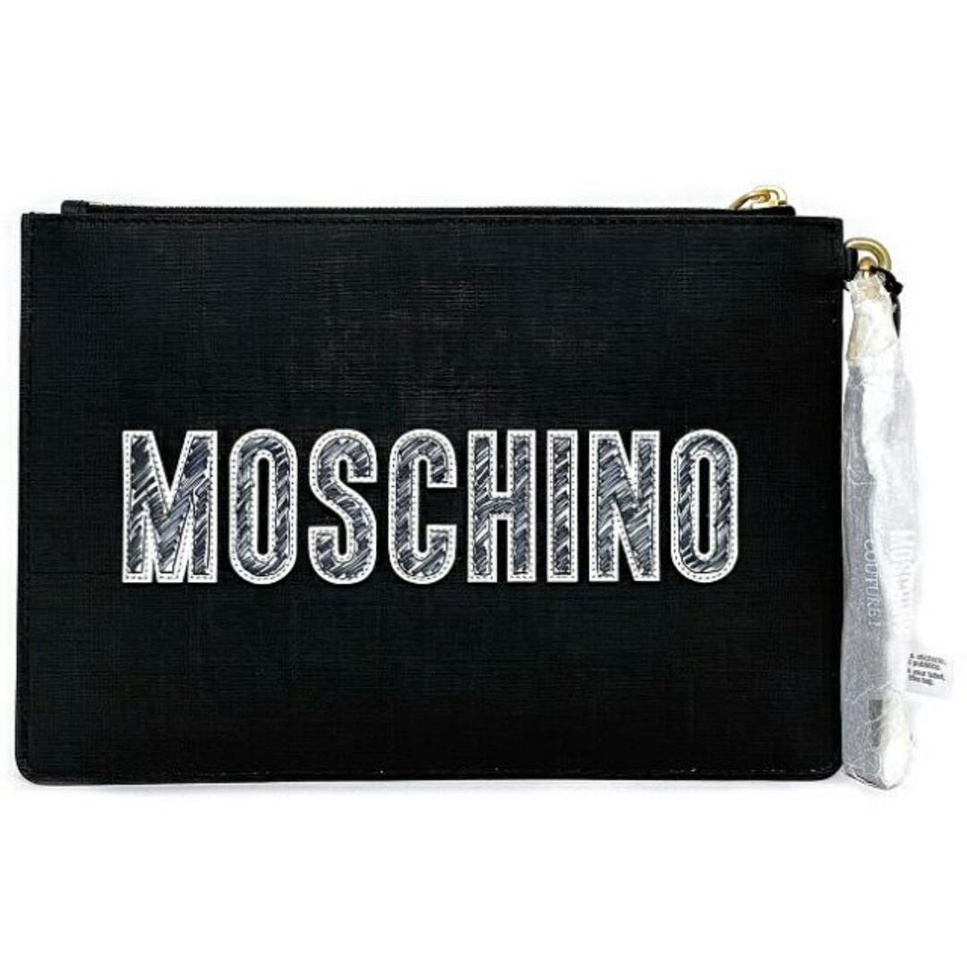 モスキーノ クチュール クラッチバッグ ブラック ブラウン 2A 8444 8210 2001 未使用 新品 レザー Sランク MOSCHINO COUTURE! クマ ストラップ付 プリント 熊 THIS IS NOT レディースのバッグ(ハンドバッグ)の商品写真