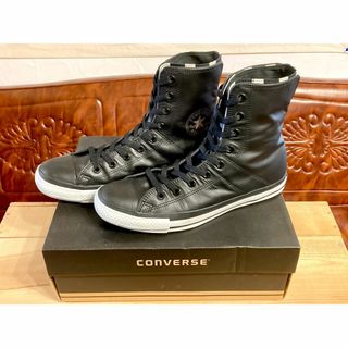 コンバース(CONVERSE)の★希少レア!コンバース オールスター レザー ニーハイ ハイカット 黒 241★(スニーカー)