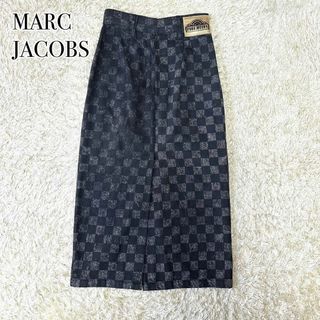 マークジェイコブス(MARC JACOBS)のMARC JACOBS チェック デニム スリット ロングスカート ブラック 黒(ロングスカート)