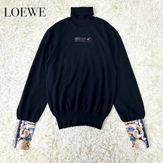 ロエベ(LOEWE)のLOEWE ロエベ アナグラム スカーフ柄 タートルネック ニット 薄手 黒(ニット/セーター)