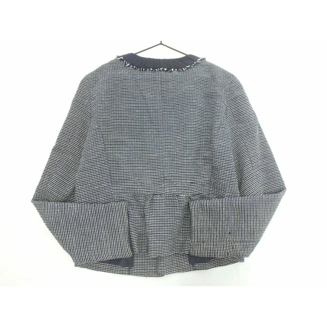 UNITED ARROWS(ユナイテッドアローズ)のUNITED ARROWS ユナイテッドアローズ ツイード ノーカラー ジャケット size40/白ｘ紺 ■◇ レディース レディースのジャケット/アウター(ノーカラージャケット)の商品写真