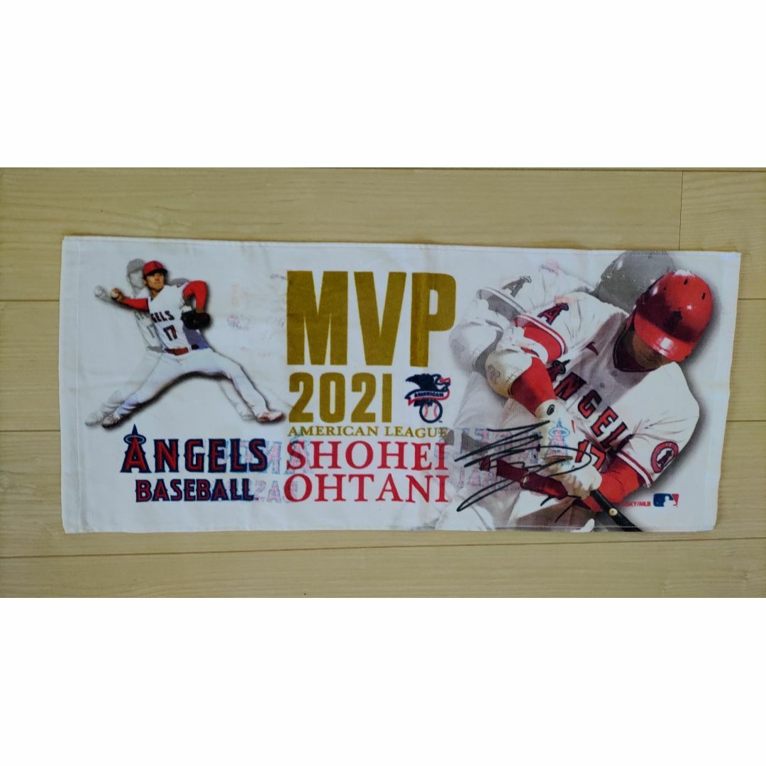 訳あり　新品　MLB　エンゼルス　大谷翔平　MVP　フェイスタオル ドジャース スポーツ/アウトドアの野球(記念品/関連グッズ)の商品写真