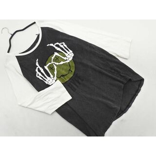 HALFMAN ハーフマン プリント ラグラン Tシャツ sizeS/白ｘ黒 ■◇ メンズ