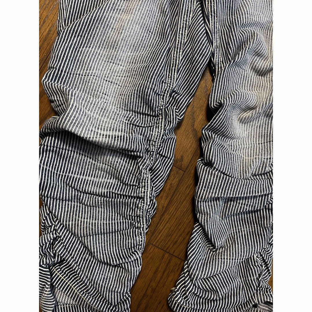 膝下　ストライプ　デニムパンツ　サイズ58 レディースのパンツ(デニム/ジーンズ)の商品写真
