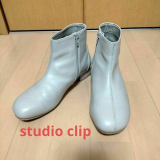 studio clip やわらか ローヒール ブーツ グレー系 M