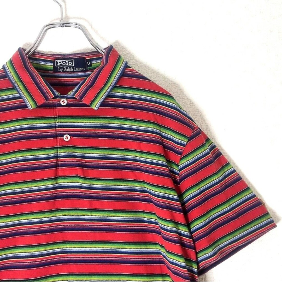 POLO RALPH LAUREN(ポロラルフローレン)の【希少】ポロラルフローレン　ネイティブカラー　ポロシャツ　ボーダー　90's メンズのトップス(ポロシャツ)の商品写真