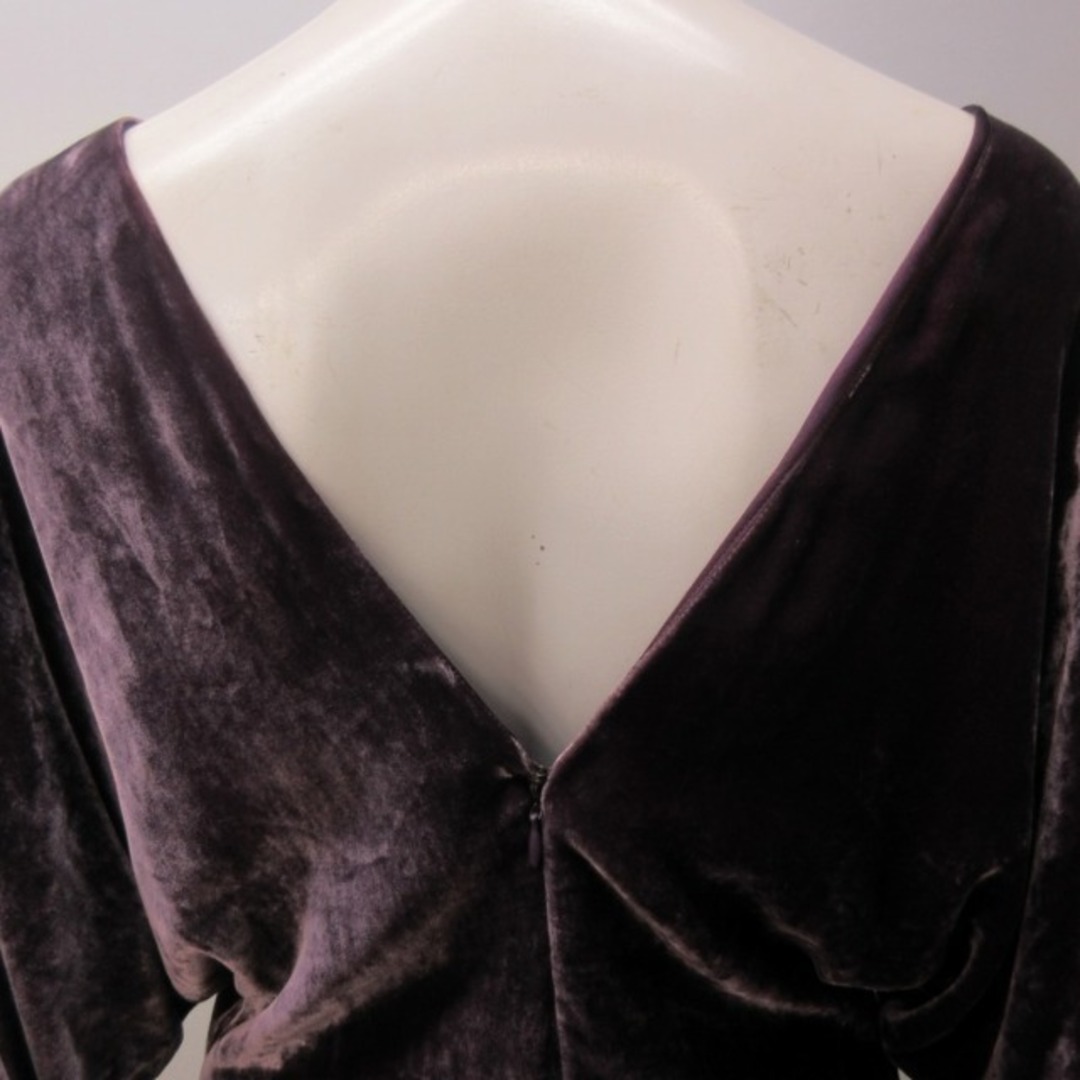 ラルフローレン パープルレーベル ベロア ワンピース ひざ丈 国内正規 紫 2 レディースのワンピース(ひざ丈ワンピース)の商品写真