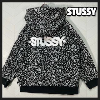 STUSSY - STUSSY ステューシー ジップアップ パーカー 総柄 デカロゴ キッズ 5T