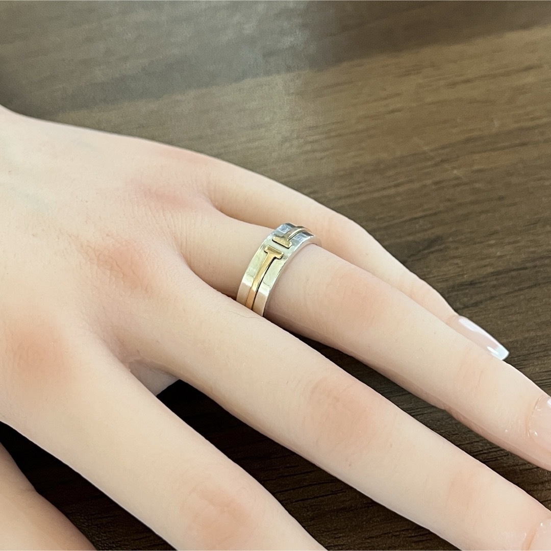 Tiffany & Co.(ティファニー)のティファニー T ナローリング SV925 K18 コンビ 約14号 T TWO レディースのアクセサリー(リング(指輪))の商品写真