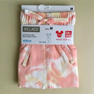 ユニクロ(UNIQLO)の【新品・未使用】ユニクロ ディズニー ミッキー エアリズムリラコ ピンク M(ルームウェア)