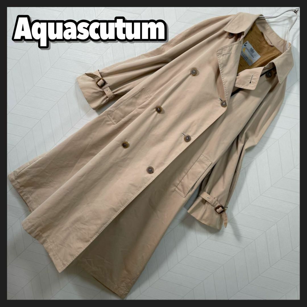 AQUA SCUTUM(アクアスキュータム)のアクアスキュータム トレンチコート スプリングコート 薄手 ロング ベージュ レディースのジャケット/アウター(トレンチコート)の商品写真