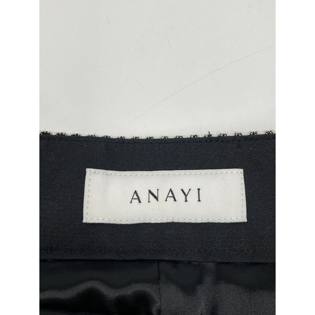 ANAYI(アナイ)のアナイ 23年製 ブラック×ホワイト ウール混 チェック モノトーンワッフルワイドマリンパンツ 34 レディースのパンツ(その他)の商品写真