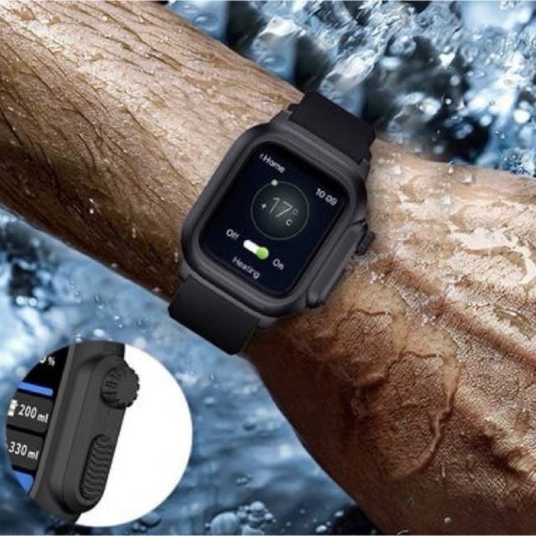 Applewatch カバーバンド ブラック 42mm 防水 保護ケース メンズの時計(ラバーベルト)の商品写真