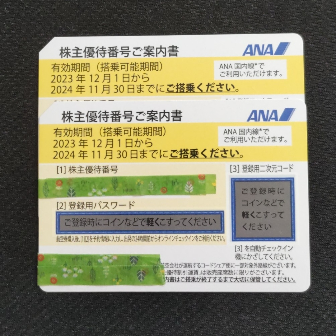 ANA(全日本空輸)(エーエヌエー(ゼンニッポンクウユ))のANA株主優待券 2枚セット チケットの乗車券/交通券(航空券)の商品写真