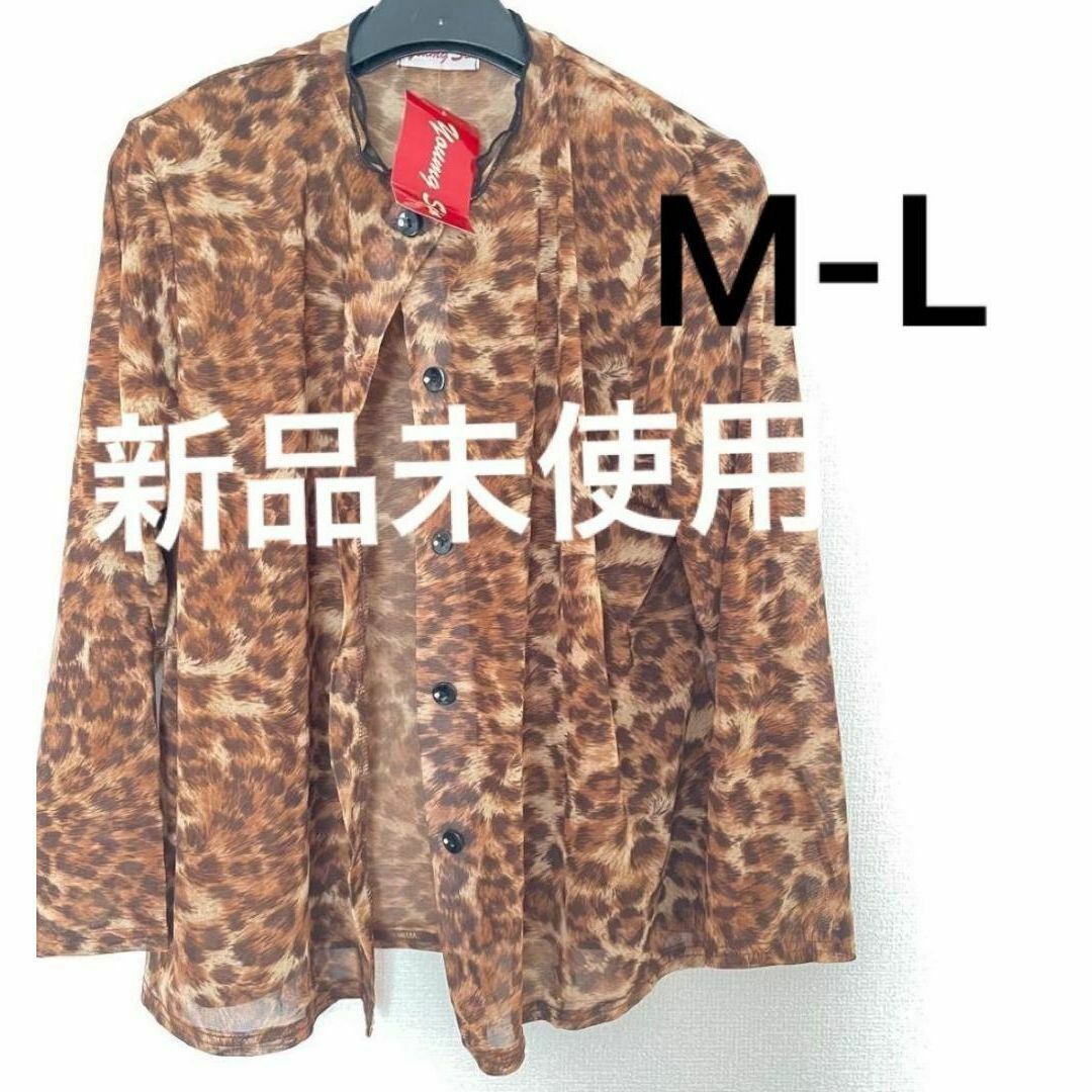 VINTAGE(ヴィンテージ)のタグ付き新品未使用 ヒョウ柄 ブラウス M L シャツ 豹柄 長袖 総柄 レディースのトップス(シャツ/ブラウス(長袖/七分))の商品写真