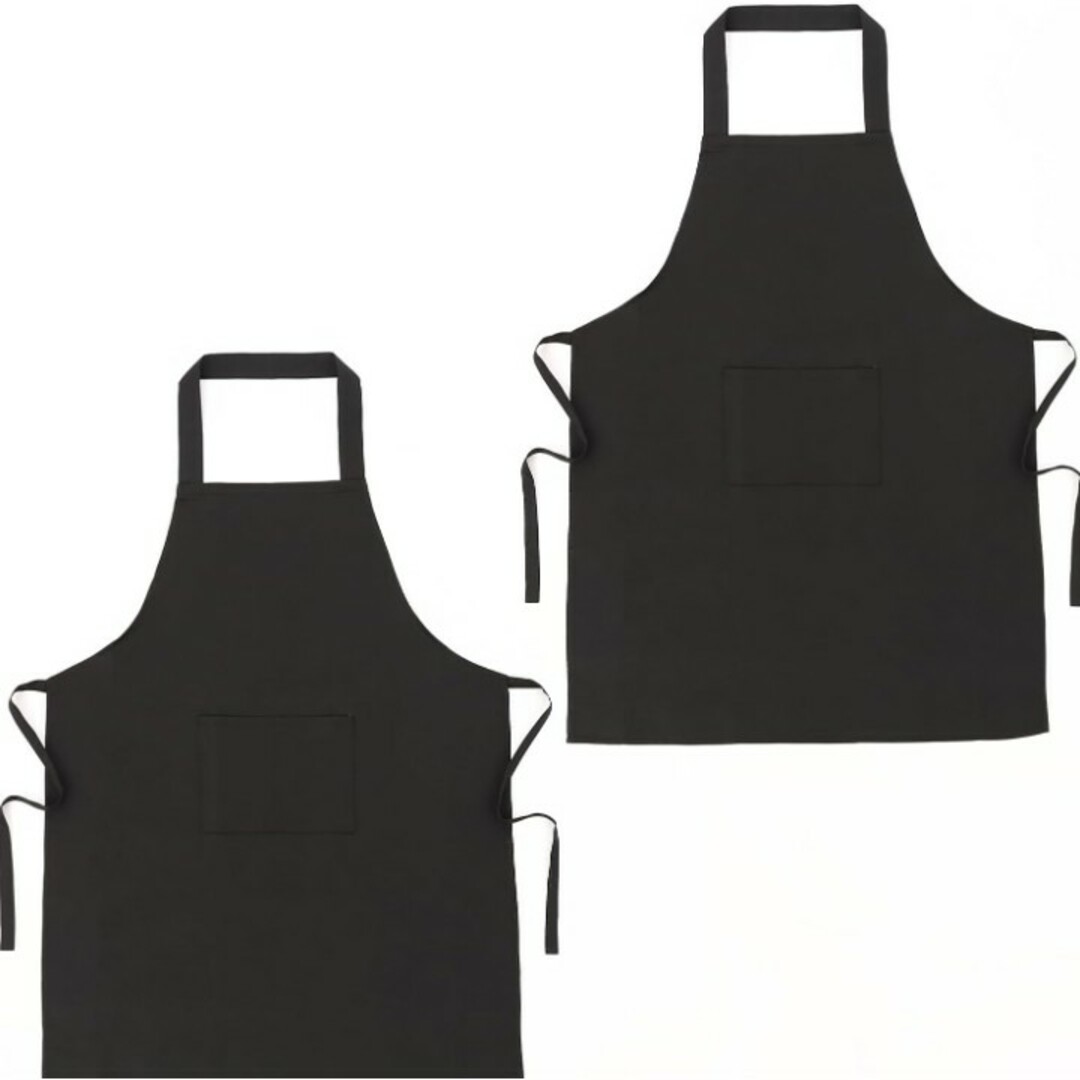 エプロン　2枚セット　ブラック　フリーサイズ インテリア/住まい/日用品のキッチン/食器(収納/キッチン雑貨)の商品写真