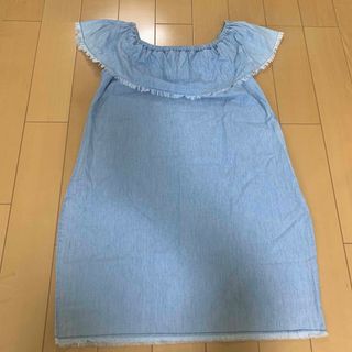 ザラ(ZARA)の【人気】ZARA 薄ブールデニム生地　オフショルミニワンピース(ミニワンピース)