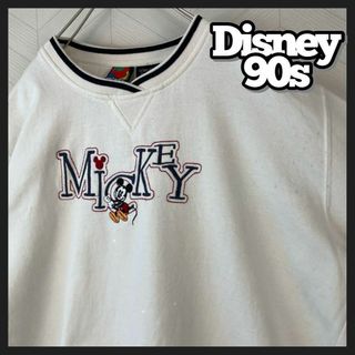 Disney - 激レア 90s Disney ミッキー トレーナー 刺繍ロゴ 前V USA古着