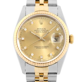 ロレックス(ROLEX)のロレックス デイトジャスト 10Pダイヤ 16233G シャンパン S番 メンズ 中古 腕時計(腕時計(アナログ))