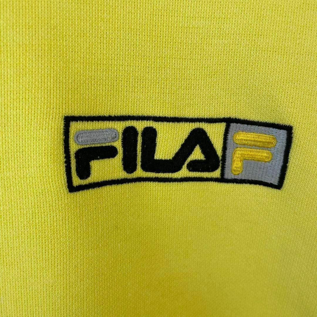 FILA(フィラ)の激レア 90s FILA トレーナー クルーネック スウェット 刺繍ロゴ 黄色 メンズのトップス(スウェット)の商品写真