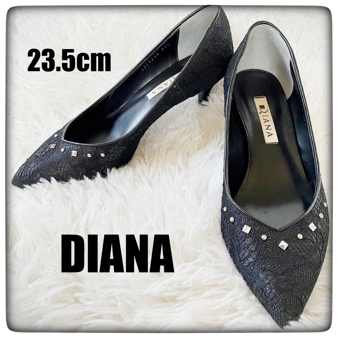 DIANA(ダイアナ)のDIANA ダイアナ 刺繍柄 ポインテッドトゥパンプス size 23.5cm レディースの靴/シューズ(ハイヒール/パンプス)の商品写真