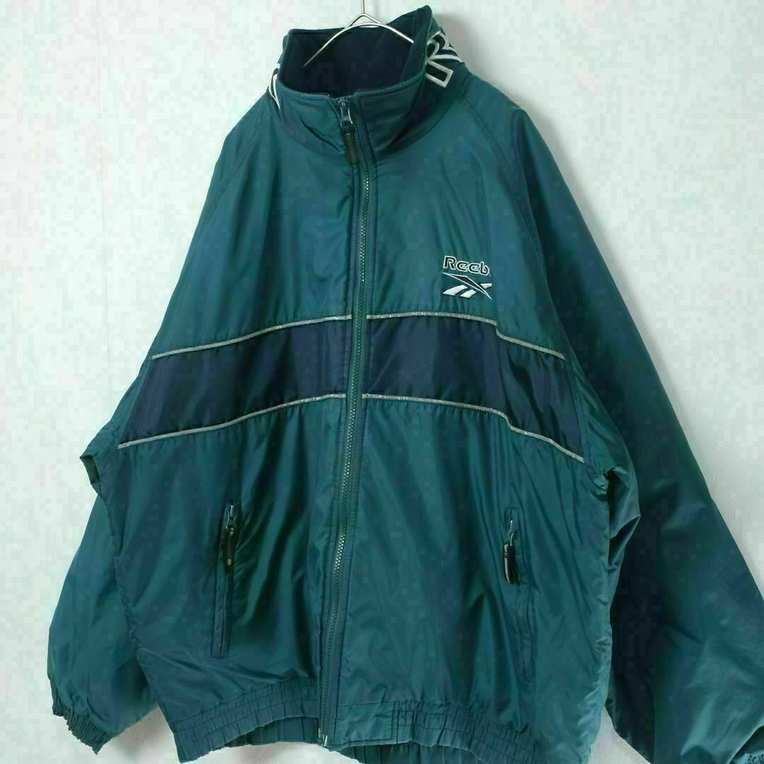 Reebok(リーボック)の【希少】リーボック ナイロンジャケット 90s 中綿 緑 刺繍ロゴ ブルゾン メンズのジャケット/アウター(ナイロンジャケット)の商品写真
