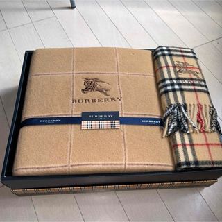 バーバリーウール毛布&膝掛け　箱有り　BURBERRY LONDON(毛布)