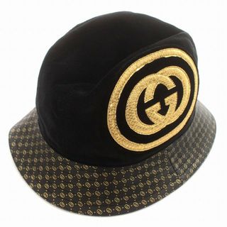 グッチ GUCCI DAPPER DAN GG柄 ベロア バケットハット L 黒