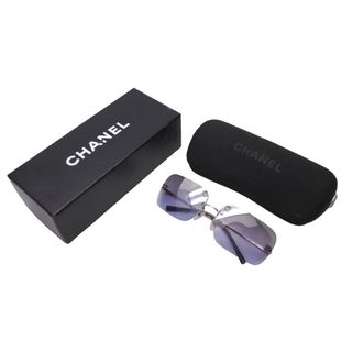 CHANEL シャネル サングラス 62□17 120 4017 C.124/6V ココマーク グラデーション リムレス グレー ブルー 美品 中古 62406