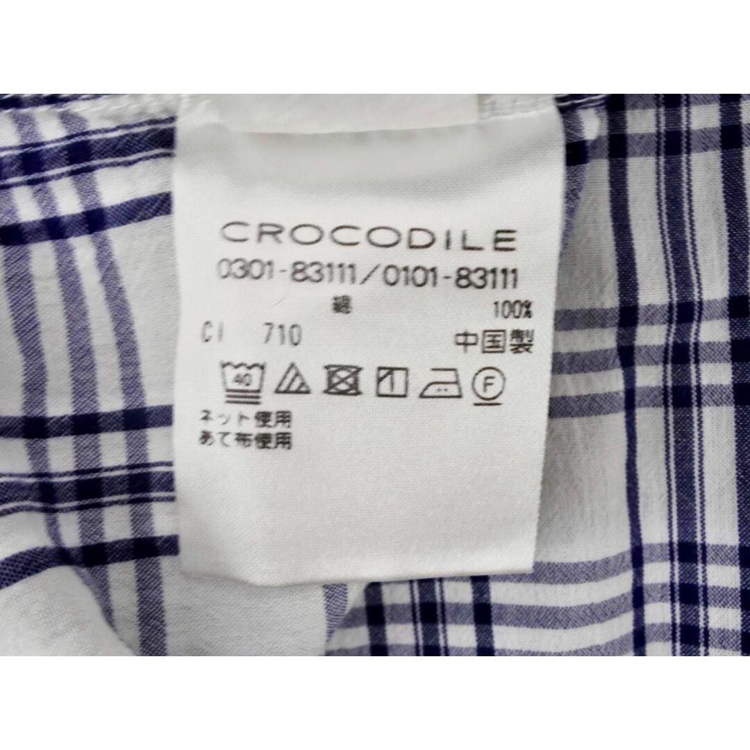 Crocodile(クロコダイル)のクロコダイル 7分袖 チェック ブラウス シャツ sizeM/白ｘ紺 ■◇ レディース レディースのトップス(シャツ/ブラウス(長袖/七分))の商品写真