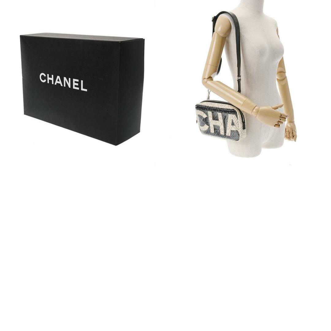 CHANEL - シャネル ロゴ カメリア ショルダーバッグ 黒/白の通販 CHANEL - シャネル ロゴ カメリア ショルダーバッグ 黒/白の通販