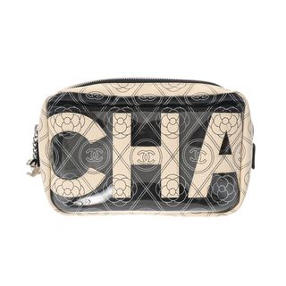 CHANEL - シャネル  ロゴ カメリア ショルダーバッグ 黒/白