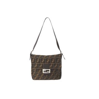 フェンディ(FENDI)のFENDI フェンディ マンマバケット ワンショルダーバッグ ズッカ キャンバス ブラウン シルバー金具 美品 中古 61121(ショルダーバッグ)