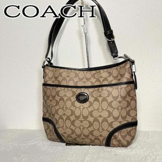 コーチ(COACH)の美品✨COACHコーチセミショルダーバッグトートバッグシグネチャー総柄ブラウン茶(ショルダーバッグ)