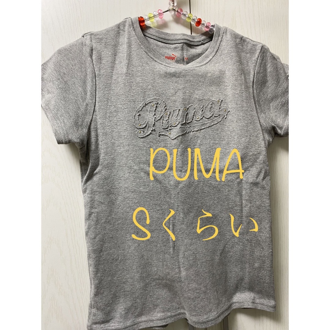 PUMA(プーマ)のPUMA プーマ　半袖Tシャツ　コットン　グレー　カットソー　Sくらい レディースのトップス(Tシャツ(半袖/袖なし))の商品写真