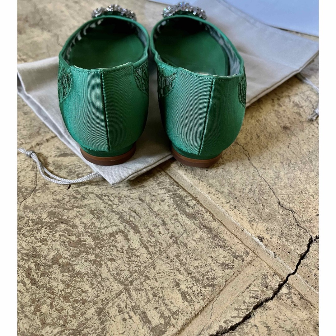 MANOLO BLAHNIK ハンギシフラット グリーン#35.5 MANOLO BLAHNIK ハンギシフラット グリーン#35.5