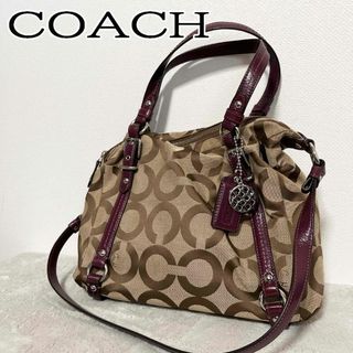 コーチ(COACH)の美品✨COACH コーチショルダーバッグハンドバッグブラウン茶シグネチャー総柄(ショルダーバッグ)