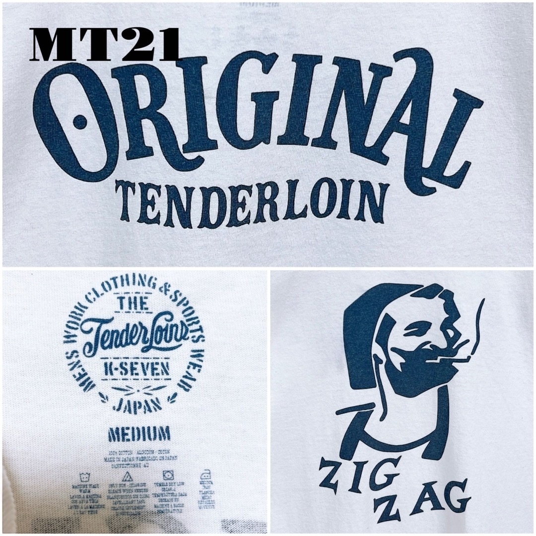 TENDERLOIN(テンダーロイン)の希少品！ TENDERLOIN 半袖 Tシャツ TEE ZIGZAG 白 M メンズのトップス(Tシャツ/カットソー(半袖/袖なし))の商品写真