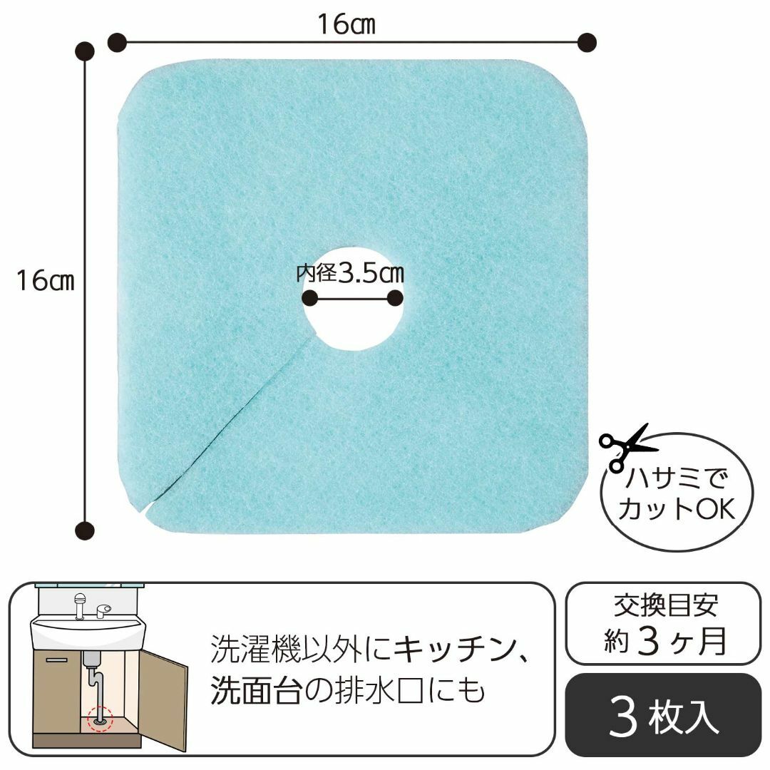 コモライフ 排水口カバーフィルター3枚入 ポリエステル 日本製 抗菌 消臭 簡単 インテリア/住まい/日用品のキッチン/食器(その他)の商品写真