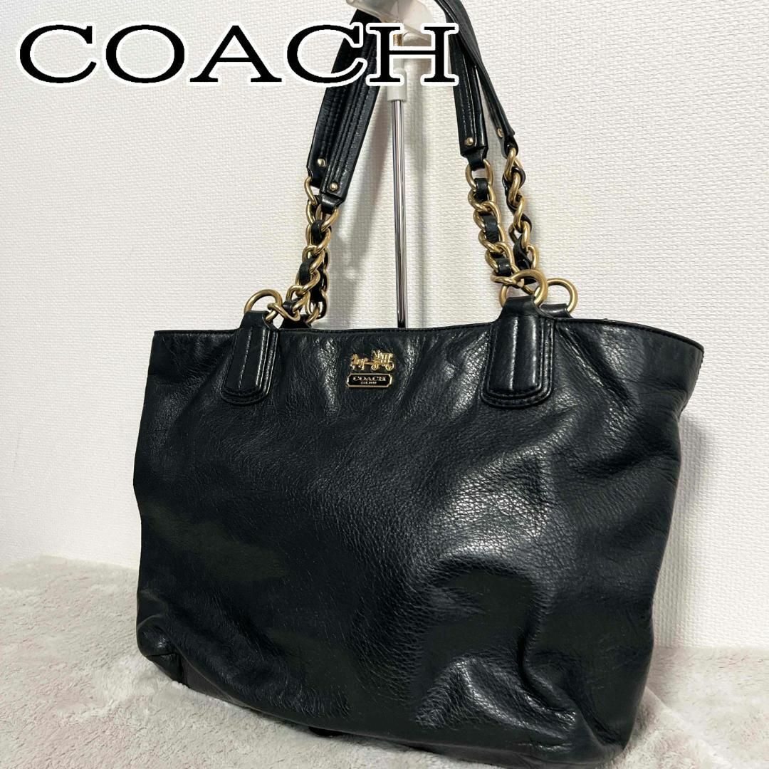 COACH(コーチ)の美品✨COACH コーチセミショルダーバッグトートバッグブラック黒パープル紫 レディースのバッグ(ショルダーバッグ)の商品写真