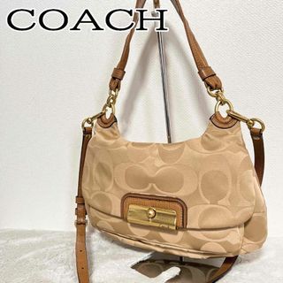 コーチ(COACH)の美品✨COACH コーチショルダーバッグハンドバッグゴールドシグネチャー総柄(ショルダーバッグ)