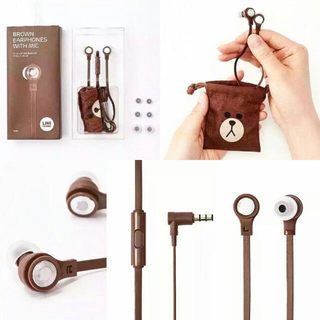 【新品未開封】BROWN EARPHONES WITH MIC スマホ/家電/カメラのオーディオ機器(ヘッドフォン/イヤフォン)の商品写真