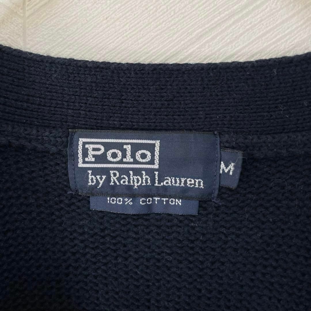 POLO RALPH LAUREN(ポロラルフローレン)の90s ポロラルフローレン カーディガン 紺 ニット コットン ヴィンテージ メンズのトップス(カーディガン)の商品写真