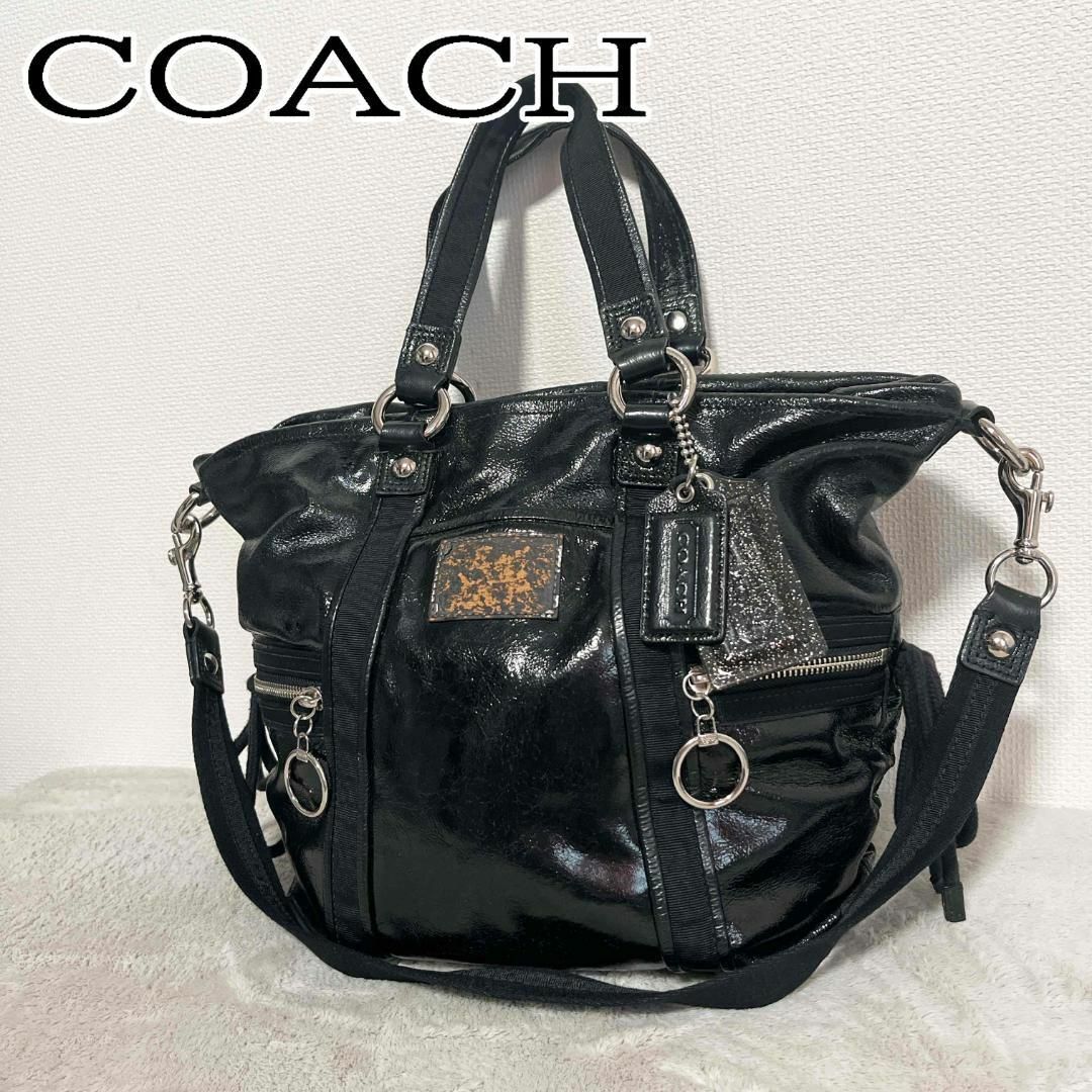 COACH(コーチ)の美品✨COACH コーチショルダーバッグハンドバッグブラック黒グリーン緑 レディースのバッグ(ショルダーバッグ)の商品写真