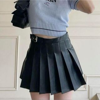 エピヌ(épine)のépine leather pleats mini skirt(ミニスカート)